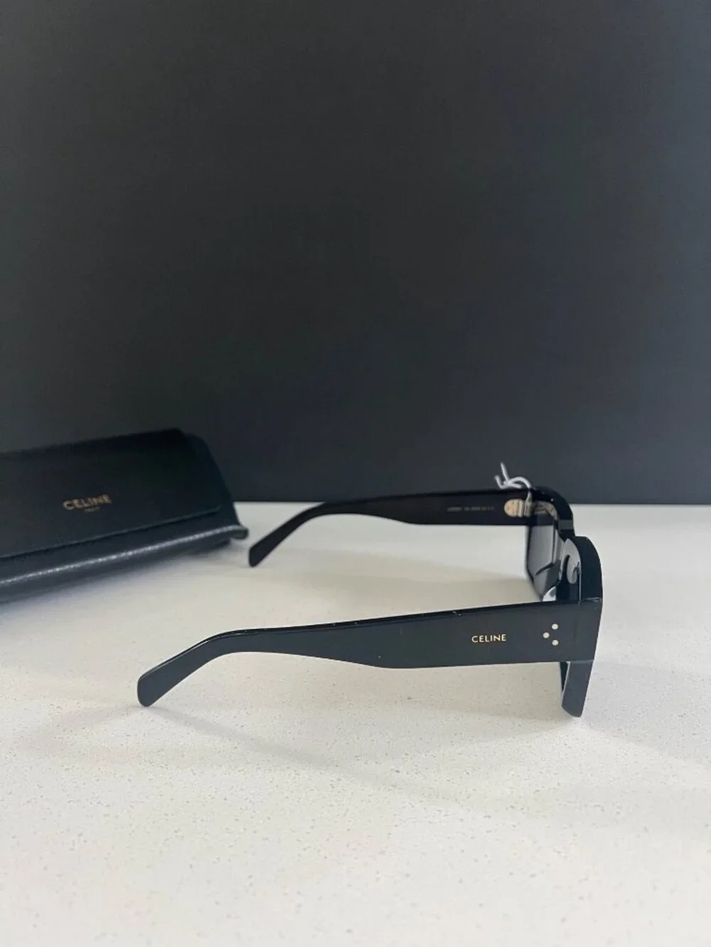 CELINE CL40280U 01A Bold Three Dots 54MM BLACK Rectangular Sunglasses